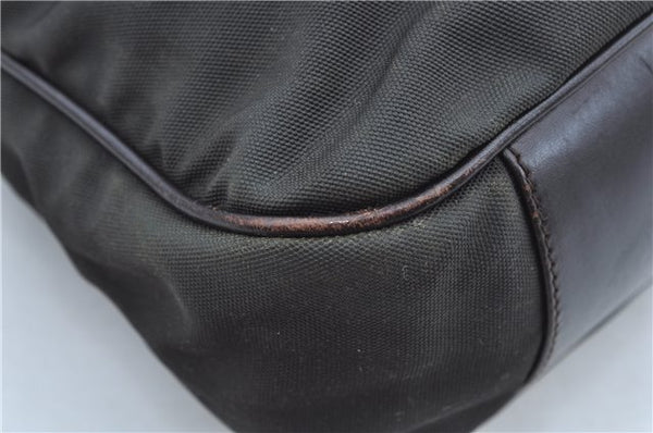 Authentic GUCCI Bamboo 2Way Shoulder Bag Nylon Leather 0011638 Khaki Green J9610