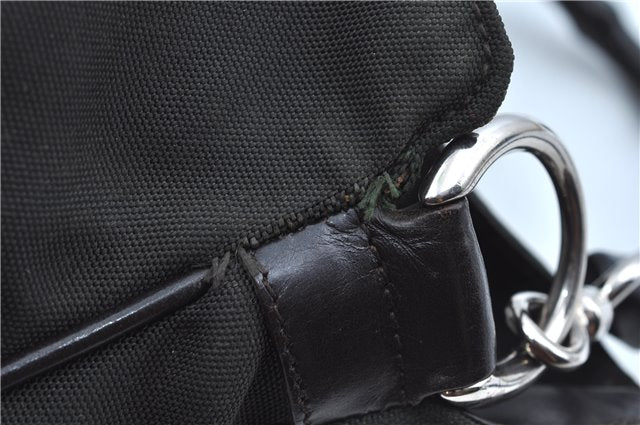 Authentic GUCCI Bamboo 2Way Shoulder Bag Nylon Leather 0011638 Khaki Green J9610