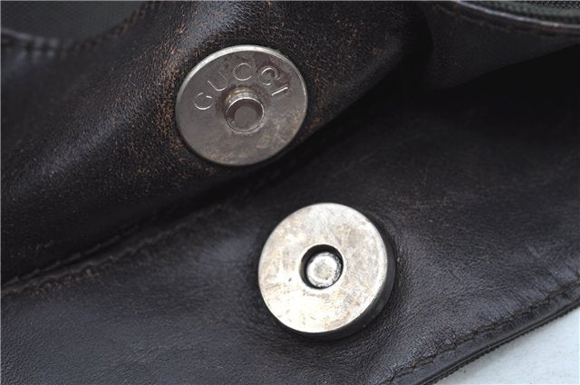 Authentic GUCCI Bamboo 2Way Shoulder Bag Nylon Leather 0011638 Khaki Green J9610