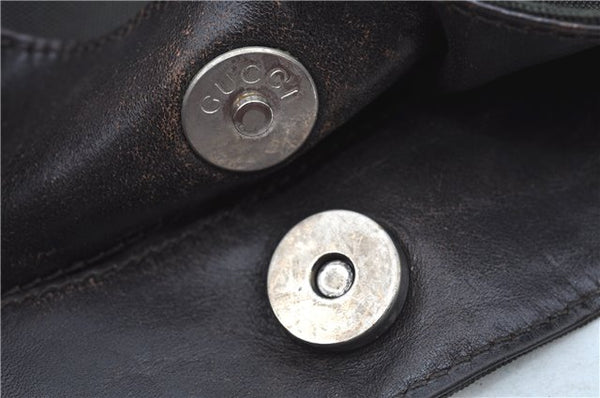 Authentic GUCCI Bamboo 2Way Shoulder Bag Nylon Leather 0011638 Khaki Green J9610