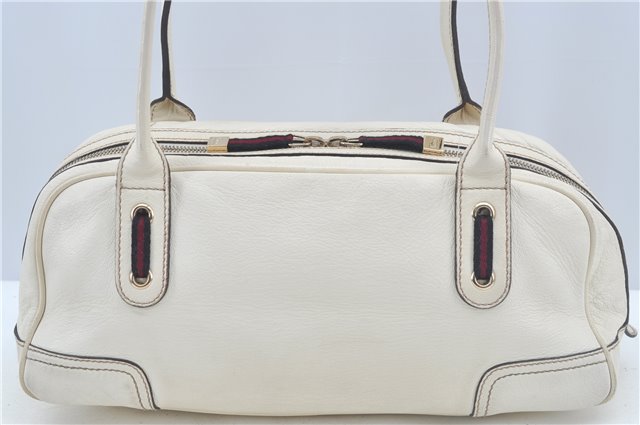 Authentic GUCCI SherryLine Princy Ribbon Shoulder Bag Leather 161720 Ivory J9613
