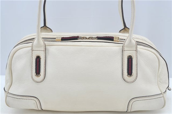 Authentic GUCCI SherryLine Princy Ribbon Shoulder Bag Leather 161720 Ivory J9613