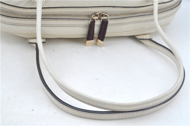 Authentic GUCCI SherryLine Princy Ribbon Shoulder Bag Leather 161720 Ivory J9613