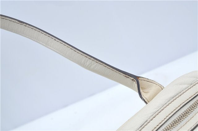 Authentic GUCCI SherryLine Princy Ribbon Shoulder Bag Leather 161720 Ivory J9613