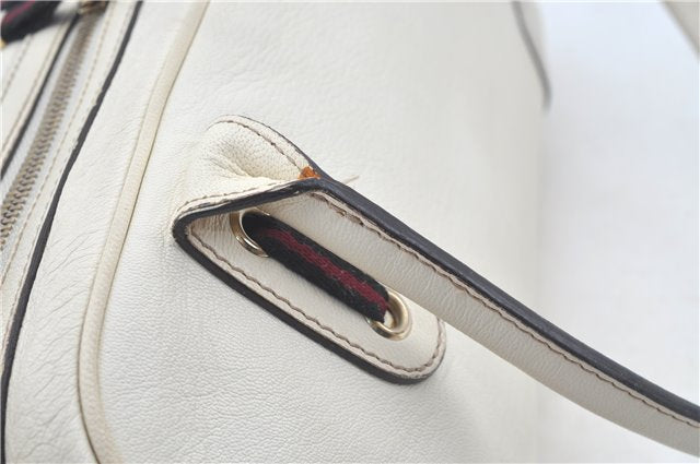 Authentic GUCCI SherryLine Princy Ribbon Shoulder Bag Leather 161720 Ivory J9613