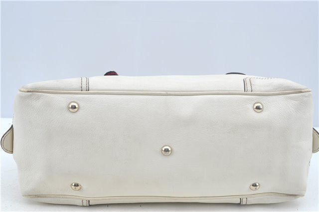 Authentic GUCCI SherryLine Princy Ribbon Shoulder Bag Leather 161720 Ivory J9613
