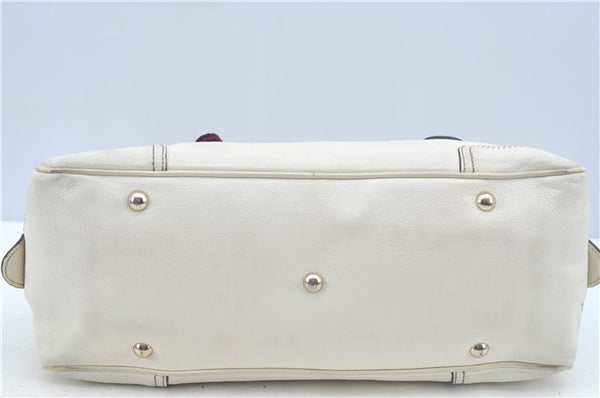 Authentic GUCCI SherryLine Princy Ribbon Shoulder Bag Leather 161720 Ivory J9613
