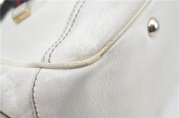 Authentic GUCCI SherryLine Princy Ribbon Shoulder Bag Leather 161720 Ivory J9613
