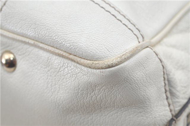 Authentic GUCCI SherryLine Princy Ribbon Shoulder Bag Leather 161720 Ivory J9613