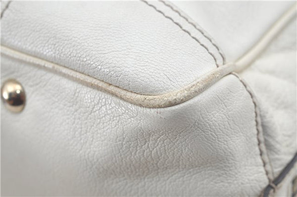 Authentic GUCCI SherryLine Princy Ribbon Shoulder Bag Leather 161720 Ivory J9613