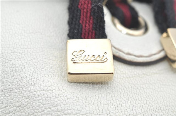 Authentic GUCCI SherryLine Princy Ribbon Shoulder Bag Leather 161720 Ivory J9613
