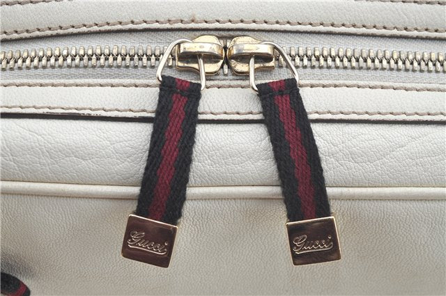 Authentic GUCCI SherryLine Princy Ribbon Shoulder Bag Leather 161720 Ivory J9613