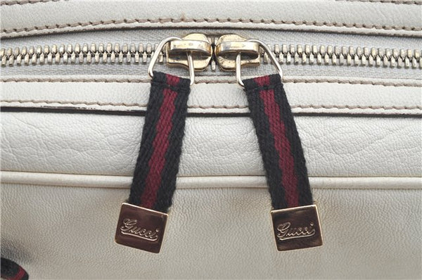 Authentic GUCCI SherryLine Princy Ribbon Shoulder Bag Leather 161720 Ivory J9613