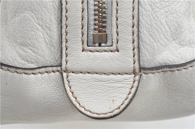 Authentic GUCCI SherryLine Princy Ribbon Shoulder Bag Leather 161720 Ivory J9613