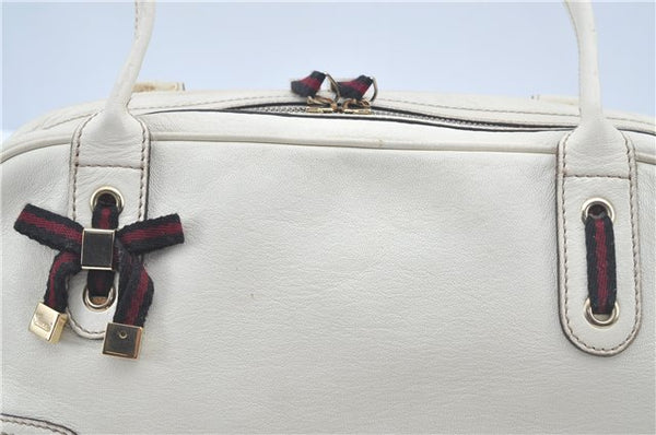 Authentic GUCCI SherryLine Princy Ribbon Shoulder Bag Leather 161720 Ivory J9613