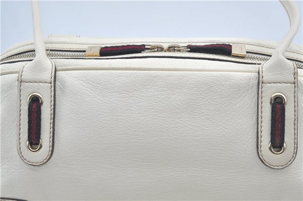 Authentic GUCCI SherryLine Princy Ribbon Shoulder Bag Leather 161720 Ivory J9613
