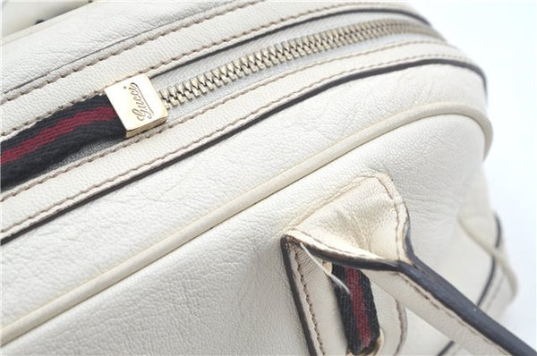 Authentic GUCCI SherryLine Princy Ribbon Shoulder Bag Leather 161720 Ivory J9613