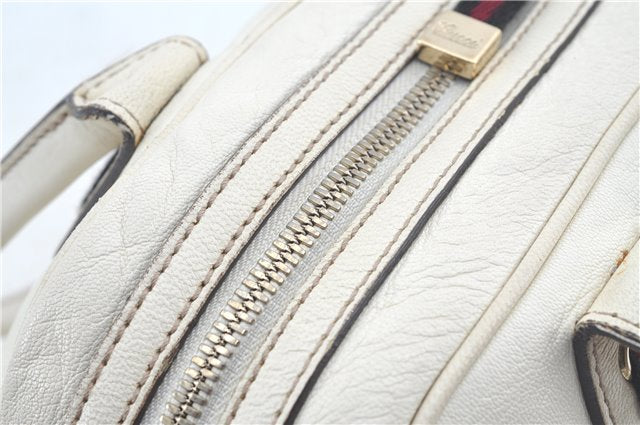 Authentic GUCCI SherryLine Princy Ribbon Shoulder Bag Leather 161720 Ivory J9613
