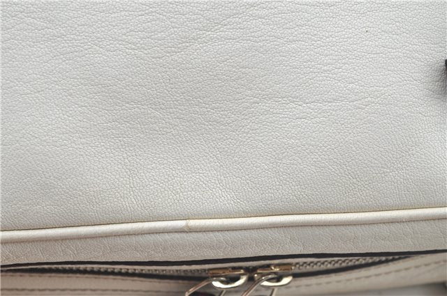 Authentic GUCCI SherryLine Princy Ribbon Shoulder Bag Leather 161720 Ivory J9613