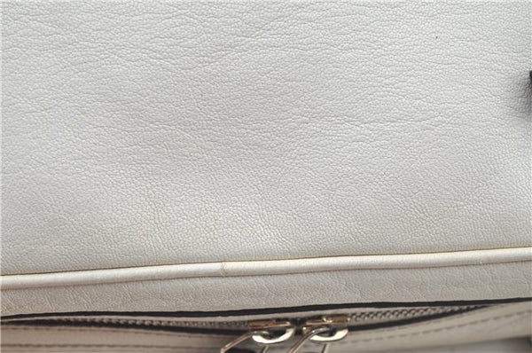 Authentic GUCCI SherryLine Princy Ribbon Shoulder Bag Leather 161720 Ivory J9613