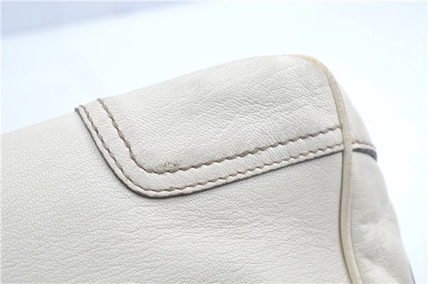 Authentic GUCCI SherryLine Princy Ribbon Shoulder Bag Leather 161720 Ivory J9613