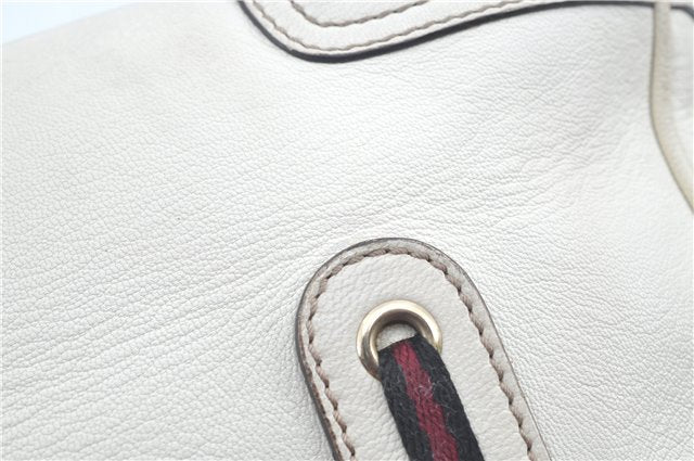 Authentic GUCCI SherryLine Princy Ribbon Shoulder Bag Leather 161720 Ivory J9613
