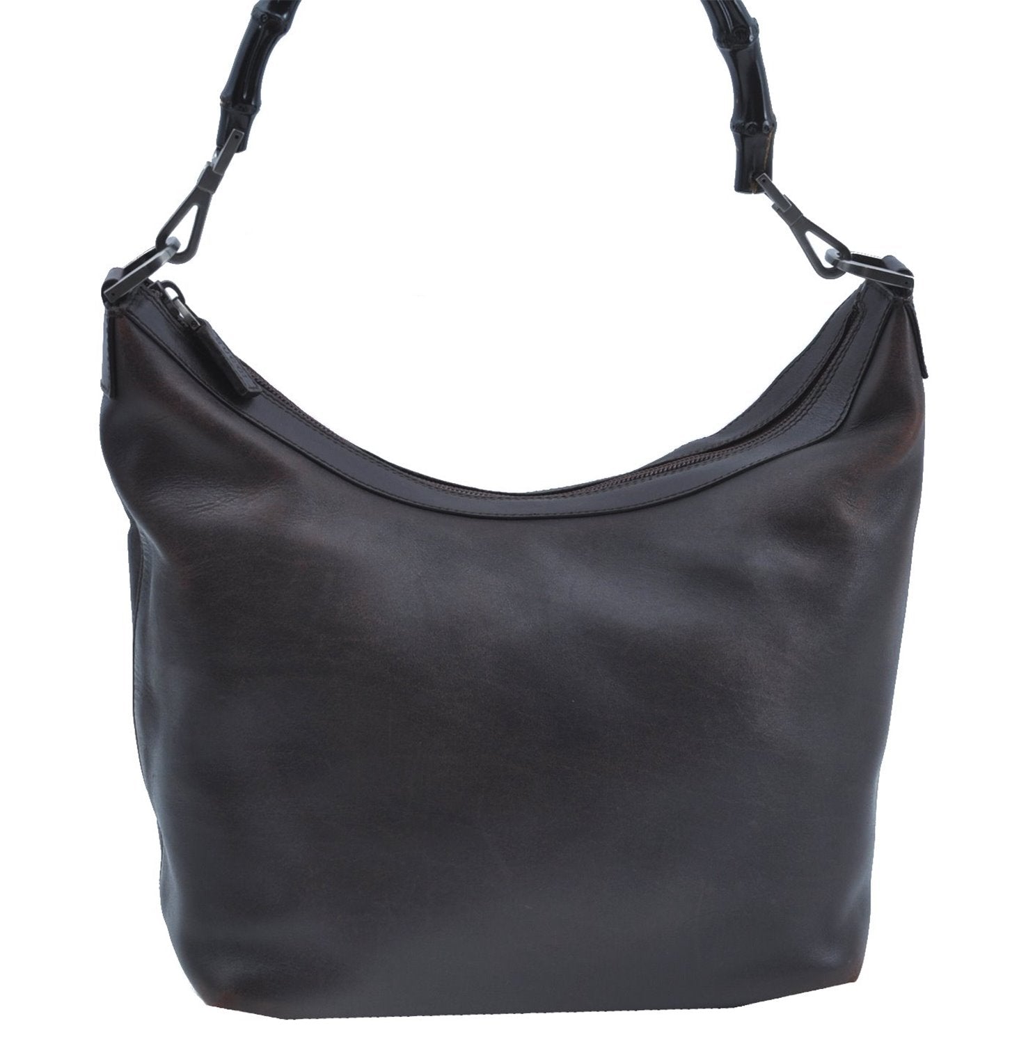 Authentic GUCCI Vintage Bamboo Shoulder Bag Purse Leather 0000531 Brown J9615