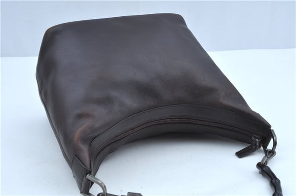 Authentic GUCCI Vintage Bamboo Shoulder Bag Purse Leather 0000531 Brown J9615