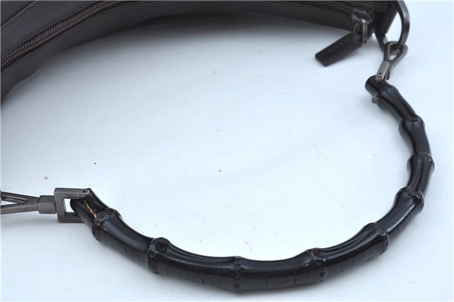 Authentic GUCCI Vintage Bamboo Shoulder Bag Purse Leather 0000531 Brown J9615