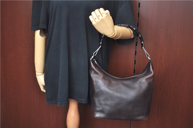 Authentic GUCCI Vintage Bamboo Shoulder Bag Purse Leather 0000531 Brown J9615