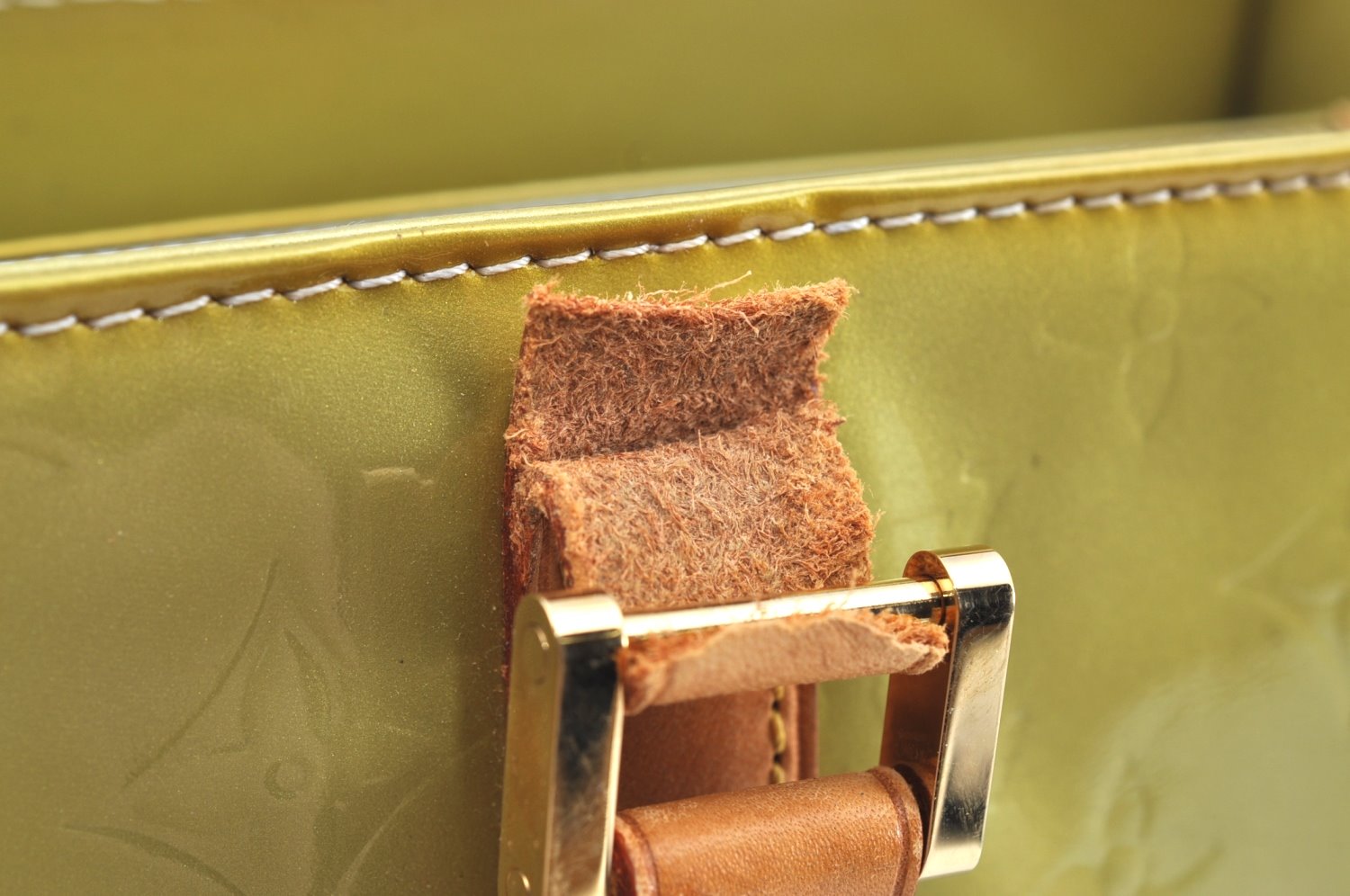 Auth Louis Vuitton Vernis Columbus Shoulder Tote Bag Light Green LV Junk J9617