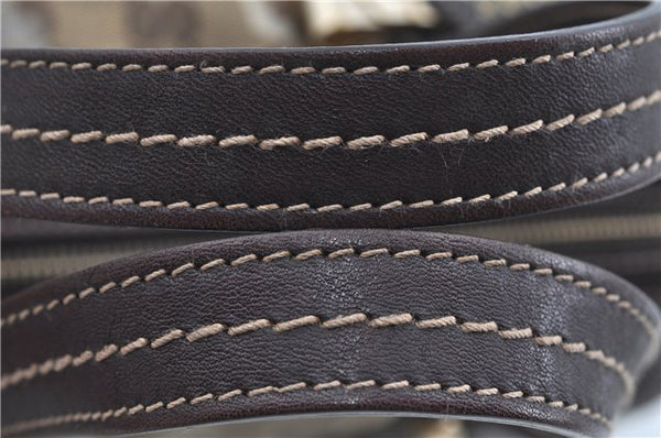 Authentic GUCCI GG Crystal Ribbon Hand Boston Bag PVC Leather 181485 Brown J9623