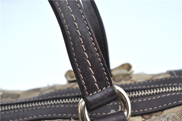 Authentic GUCCI GG Crystal Ribbon Hand Boston Bag PVC Leather 181485 Brown J9623