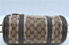 Authentic GUCCI GG Crystal Ribbon Hand Boston Bag PVC Leather 181485 Brown J9623