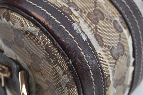 Authentic GUCCI GG Crystal Ribbon Hand Boston Bag PVC Leather 181485 Brown J9623