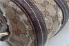 Authentic GUCCI GG Crystal Ribbon Hand Boston Bag PVC Leather 181485 Brown J9623