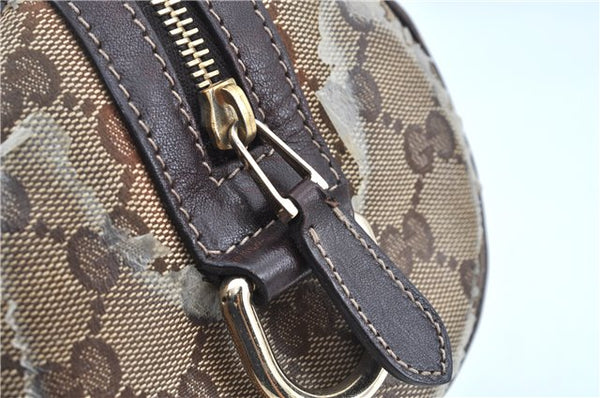 Authentic GUCCI GG Crystal Ribbon Hand Boston Bag PVC Leather 181485 Brown J9623