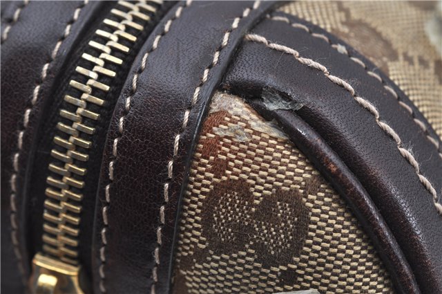 Authentic GUCCI GG Crystal Ribbon Hand Boston Bag PVC Leather 181485 Brown J9623