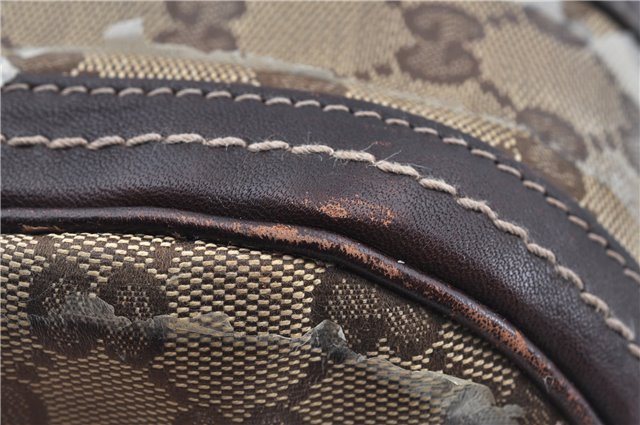 Authentic GUCCI GG Crystal Ribbon Hand Boston Bag PVC Leather 181485 Brown J9623