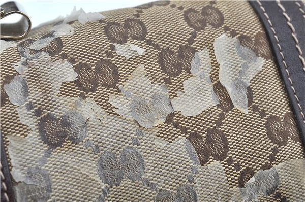 Authentic GUCCI GG Crystal Ribbon Hand Boston Bag PVC Leather 181485 Brown J9623