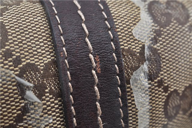 Authentic GUCCI GG Crystal Ribbon Hand Boston Bag PVC Leather 181485 Brown J9623