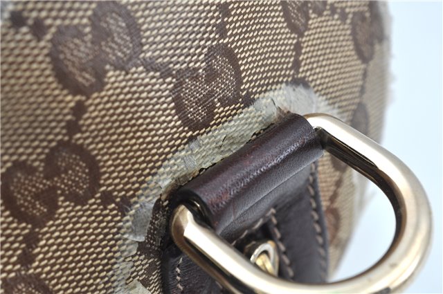 Authentic GUCCI GG Crystal Ribbon Hand Boston Bag PVC Leather 181485 Brown J9623