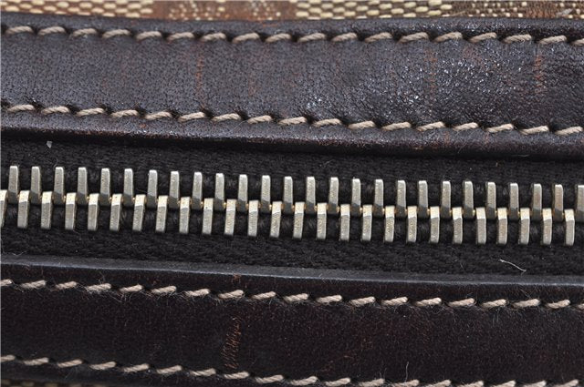 Authentic GUCCI GG Crystal Ribbon Hand Boston Bag PVC Leather 181485 Brown J9623