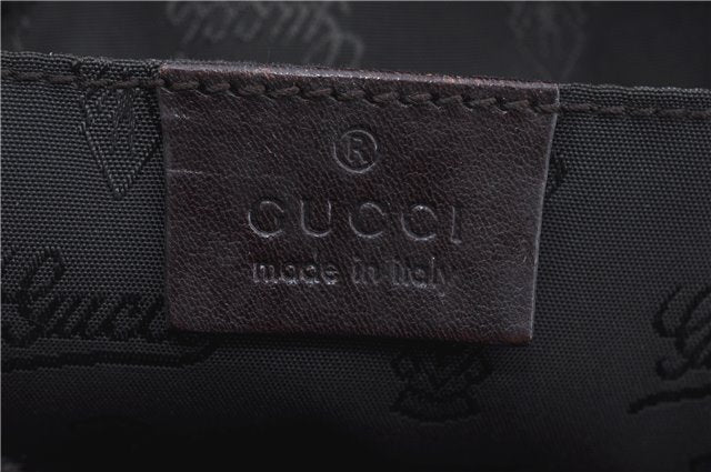 Authentic GUCCI GG Crystal Ribbon Hand Boston Bag PVC Leather 181485 Brown J9623