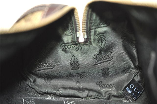 Authentic GUCCI GG Crystal Ribbon Hand Boston Bag PVC Leather 181485 Brown J9623