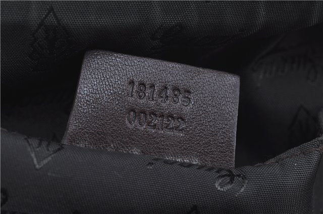 Authentic GUCCI GG Crystal Ribbon Hand Boston Bag PVC Leather 181485 Brown J9623