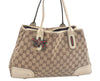 Authentic GUCCI Sherry Line Princy Ribbon Tote Bag GG Canvas 163805 Brown J9624