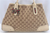 Authentic GUCCI Sherry Line Princy Ribbon Tote Bag GG Canvas 163805 Brown J9624