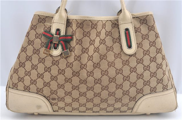 Authentic GUCCI Web Sherry Line Hand Boston Bag GG PVC Leather Brown 6517G