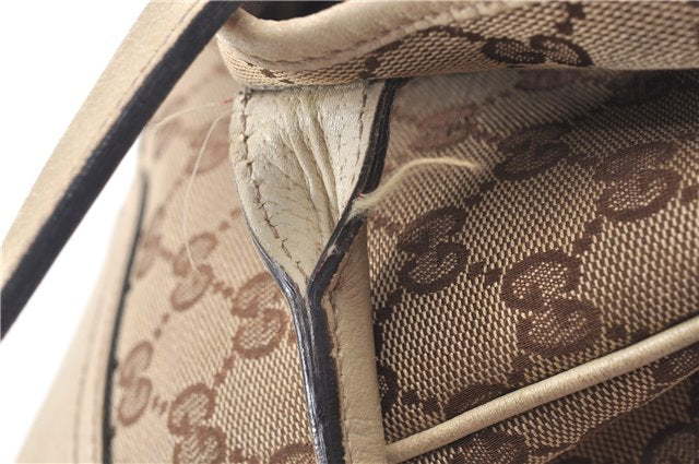 Authentic GUCCI Sherry Line Princy Ribbon Tote Bag GG Canvas 163805 Brown J9624